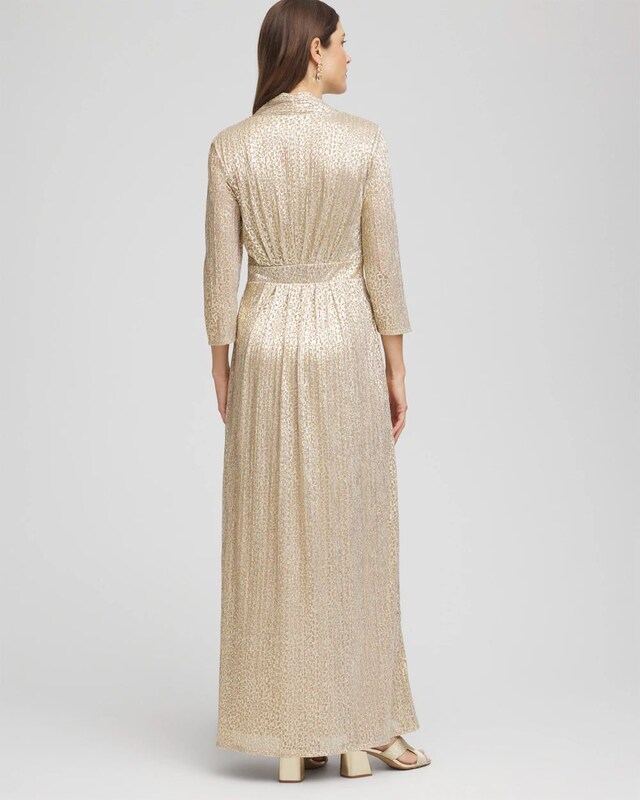 Metallic Knit Pleated Maxi Dress - image 3